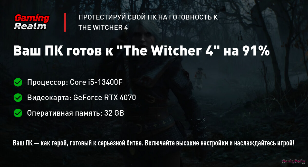 Результаты тестирования ПК для игры The Witcher 4